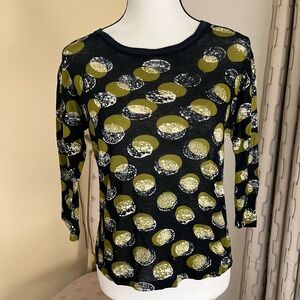 SAMANTHA SUNG Tie-Dye Silk/Cotton Blend 3/4” Sleeve Top. Size Large/fits Small